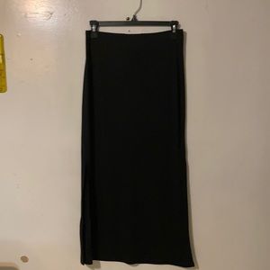 Straight Black Maxi Skirf, side slits, size M